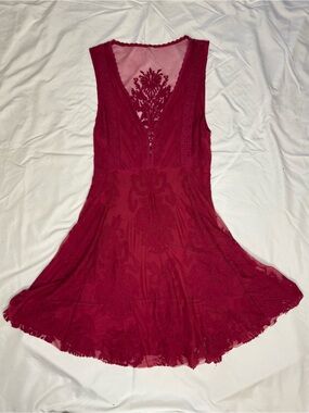 Free People Boho Floral Lace Mesh Mini Dress - Size S